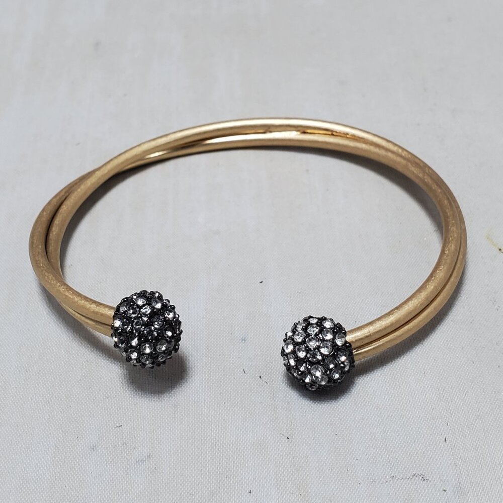 Banana Republic  twisted gold-toned bangle with pave rhinestone balls